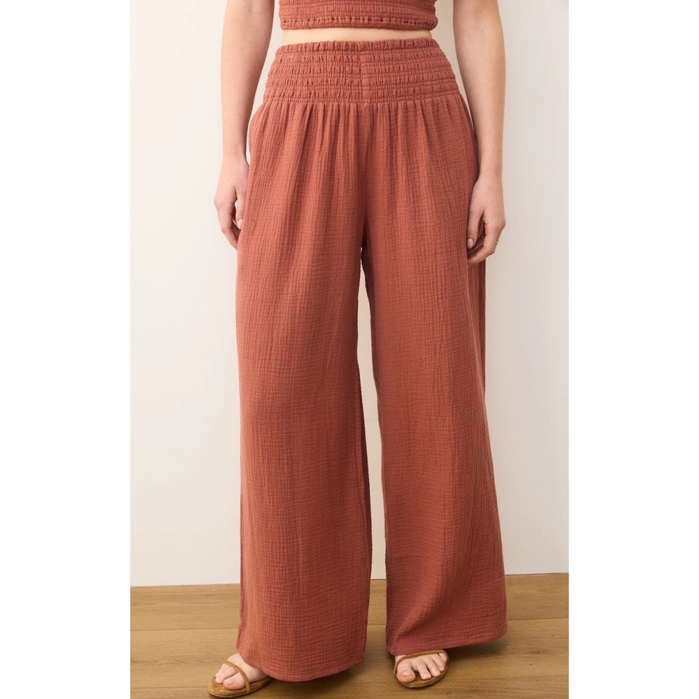 Marine Layer Sophia Double Cloth Palazzo Pant Rust Extra Small New With Tags